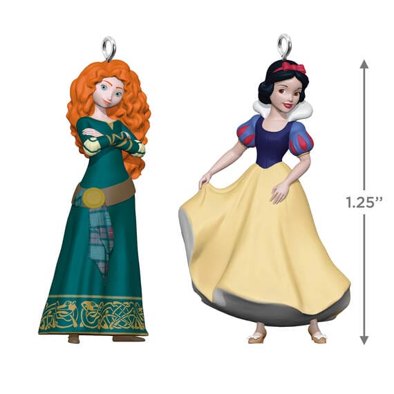 Mini Disney Princess Merida and Snow White Ornaments, Set of 2