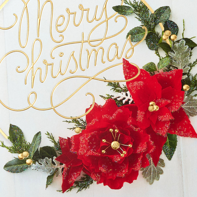 Merry Christmas Poinsettia Wreath Boxed Christmas Cards, Pack of 16