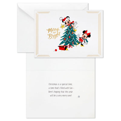 Disney Mickey Mouse and Disney Minnie Mouse Merry and Bright Boxed Christmas Cards, Pack of 16