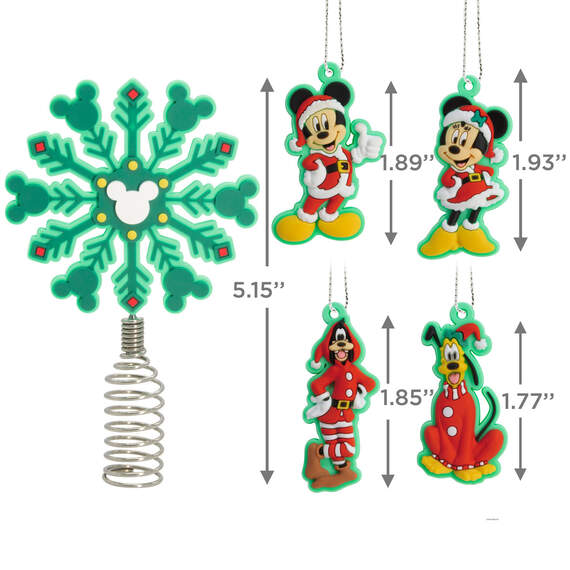 Mini Disney Mickey Mouse and Friends Tree Topper and Ornaments, Set of 5