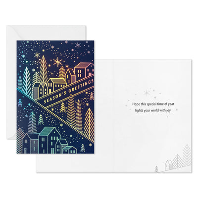 Sparkling Homes at Night Boxed Christmas Cards, Pack of 16