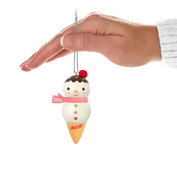 Mom Snowman Ice Cream Cone 2024 Ornament