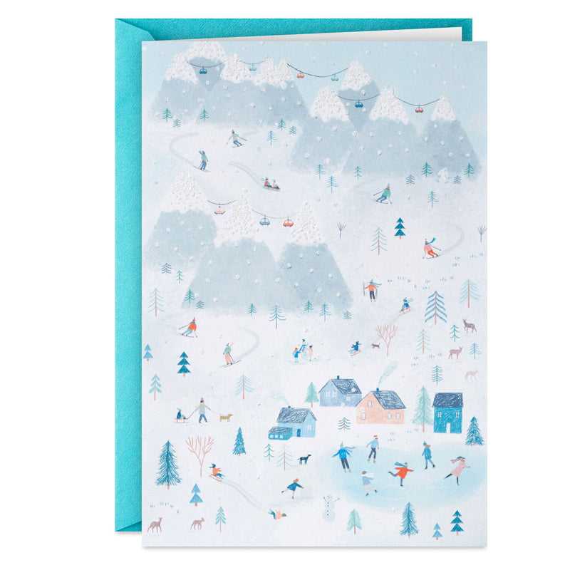 Mountain Village Scene Boxed Christmas Cards, Pack of 16