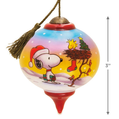 Peanuts® Ne'Qwa Art® Snoopy and Woodstock Hand-Painted Glass Hallmark Ornament