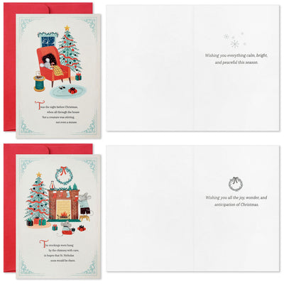 'Twas the Night Before Christmas Assorted Greeting Card Set With Designed Box, Pack of 12