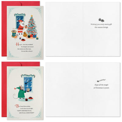 'Twas the Night Before Christmas Assorted Greeting Card Set With Designed Box, Pack of 12