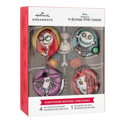 Mini Disney Tim Burton's The Nightmare Before Christmas Tree Topper and Ornaments, Set of 5