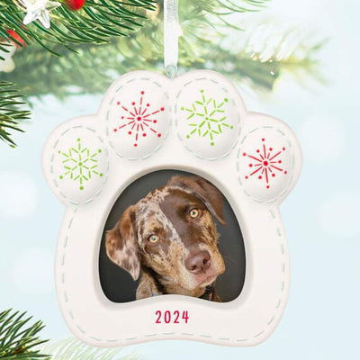 Happy Dog 2024 Porcelain Photo Frame Ornament