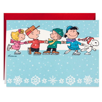 Peanuts® Gang Ice-Skating Blank Christmas Note Cards, Pack of 10