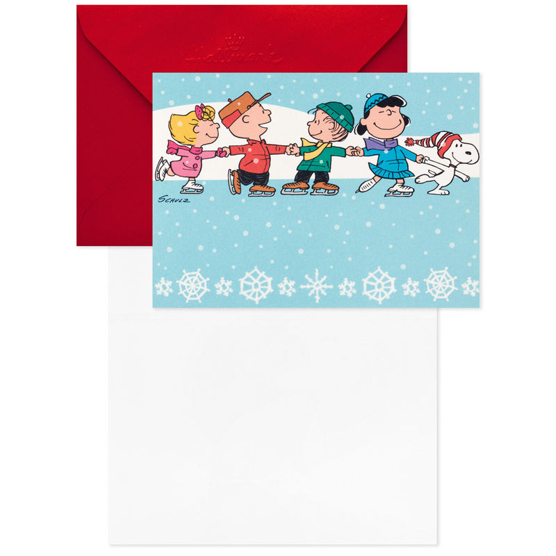 Peanuts® Gang Ice-Skating Blank Christmas Note Cards, Pack of 10