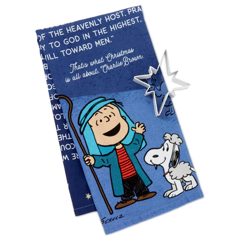 Peanuts Linus Christmas Tea Towel With Star Cookie Cutter