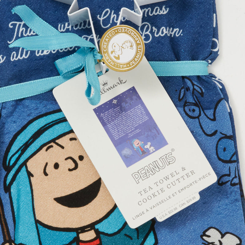 Peanuts Linus Christmas Tea Towel With Star Cookie Cutter