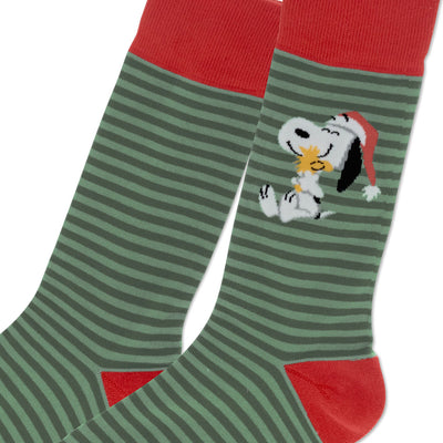 Peanuts Santa Snoopy and Woodstock Crew Socks