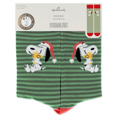 Peanuts Santa Snoopy and Woodstock Crew Socks