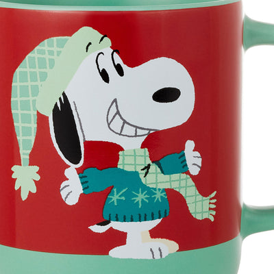 Peanuts Snoopy Red and Green Christmas Mug, 16 oz