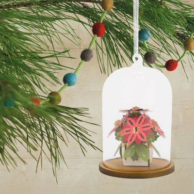 Signature Poinsettias Cloche Glass and Paper Hallmark Ornament