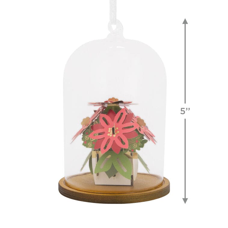 Signature Poinsettias Cloche Glass and Paper Hallmark Ornament