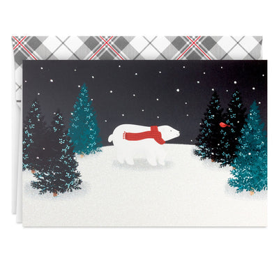 Polar Bear in Red Scarf Boxed Holiday Cards, Pack of 16