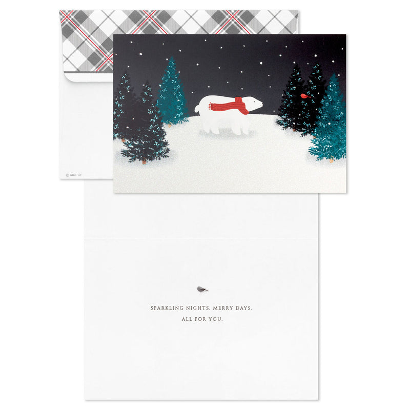 Polar Bear in Red Scarf Boxed Holiday Cards, Pack of 16