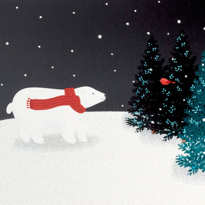 Polar Bear in Red Scarf Boxed Holiday Cards, Pack of 16