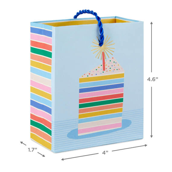 Colorful Cake Slice on Blue Gift Card Holder Mini Bag 4.6"