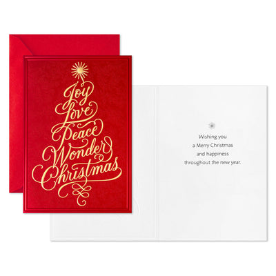 Red and Gold Tree Boxed Christmas Cards, Pack of 16