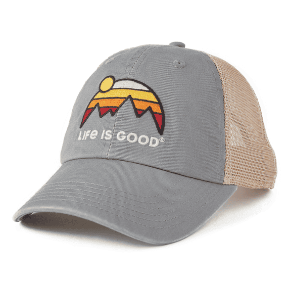 Life is Good Sunset Mesh Back Hat - Gray