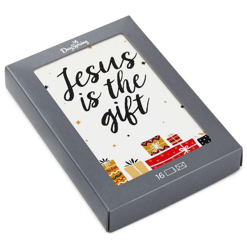 Jesus Is the Gift Religious Boxed Christmas Cards, Pack of 16