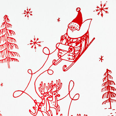 Reindeer Pulling Santa's Sleigh Packaged Christmas Cards, Set of 5