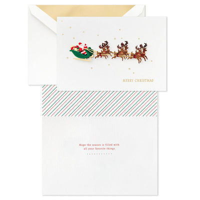 Santa Flying With Reindeer Boxed Christmas Cards, Pack of 8