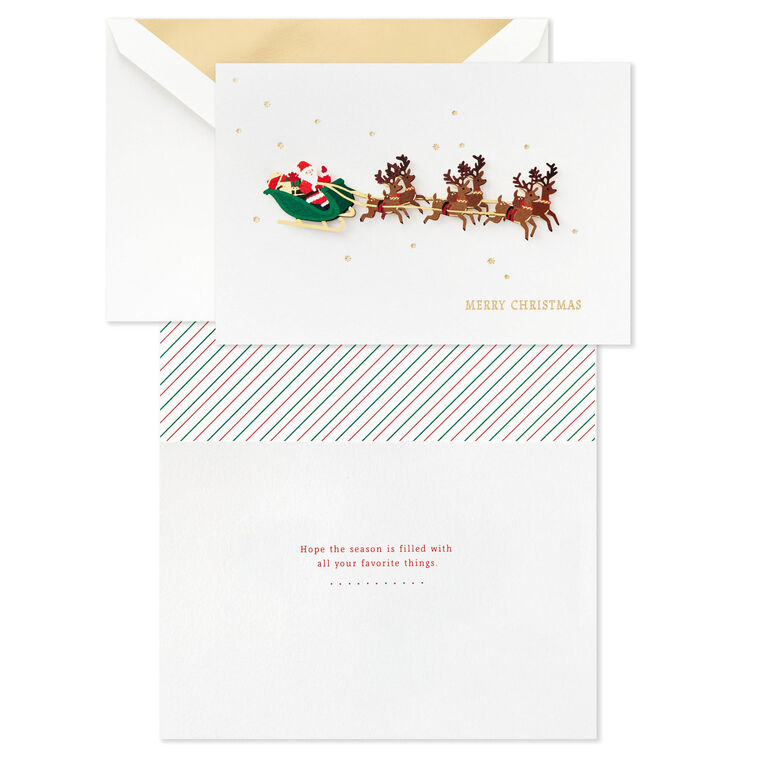 Santa Flying With Reindeer Boxed Christmas Cards, Pack of 8