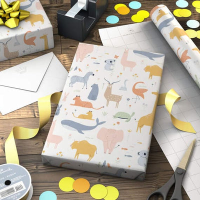 Pastel Animals Jumbo Wrapping Paper, 90 sq. ft.