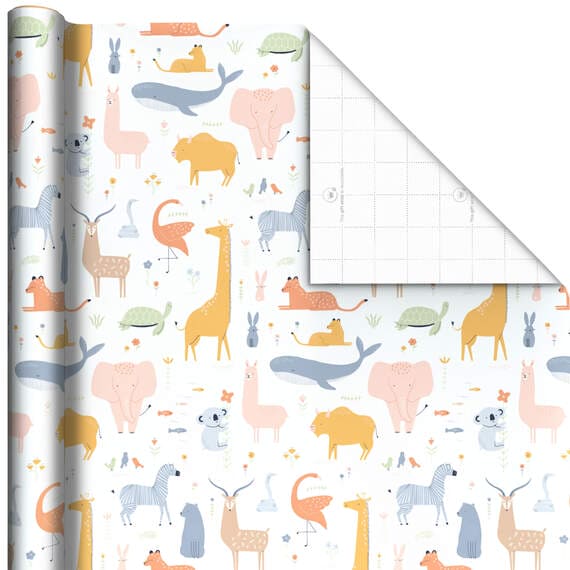 Pastel Animals Jumbo Wrapping Paper, 90 sq. ft.