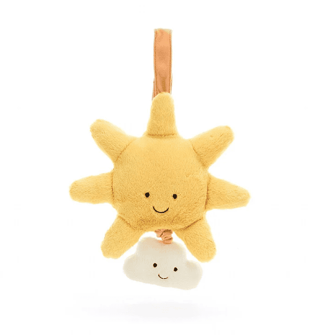 Yellow stuffed sun with cloud by Jellycat