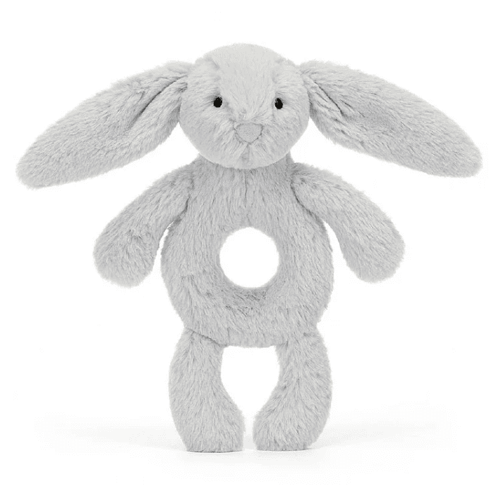 Bashful Grey Bunny Ring Rattle