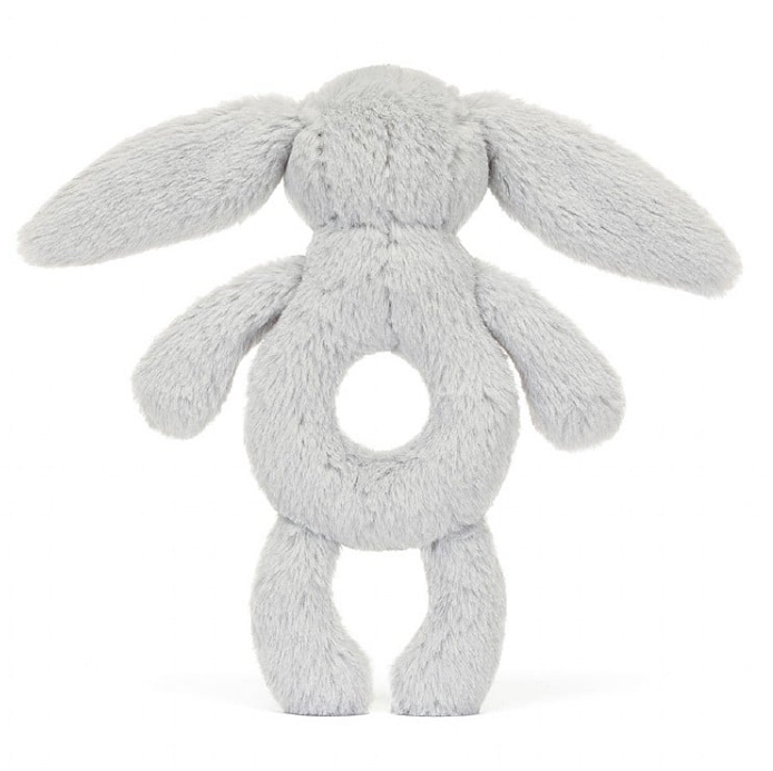 Bashful Grey Bunny Ring Rattle