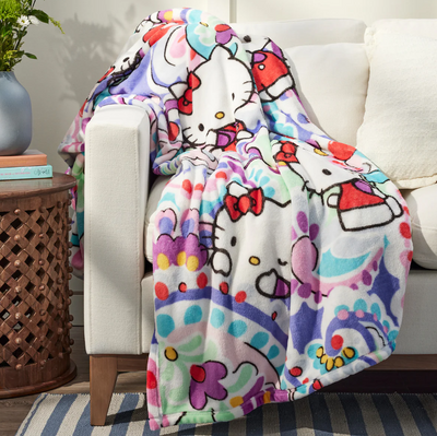 Hello Kitty Plush Throw Blanket -  Hello Kitty Paisley