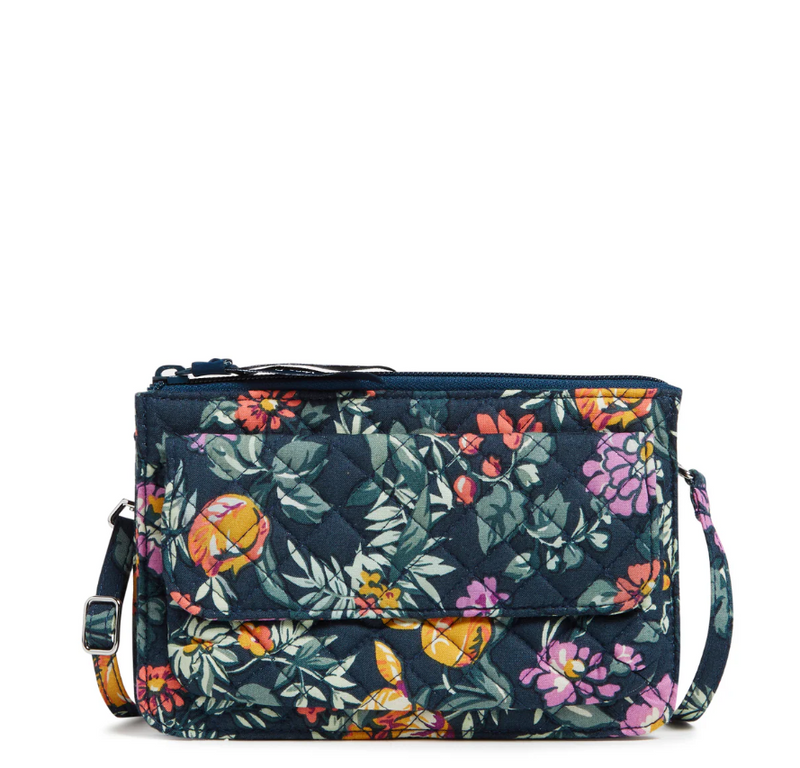 RFID Wallet Crossbody - Fresh-Cut Floral Green