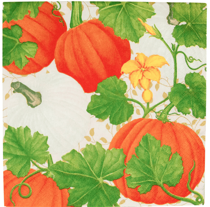 Pumpkin Chintz White Luncheon Napkins