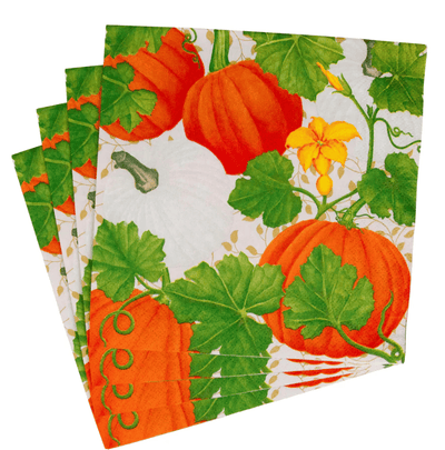 Pumpkin Chintz White Luncheon Napkins