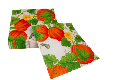 Pumpkin Chintz White Luncheon Napkins