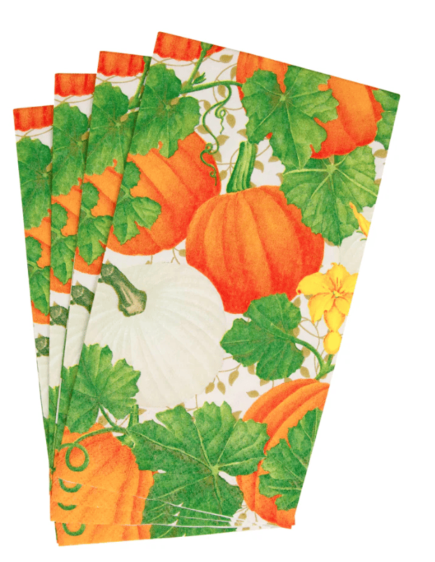 Pumpkin Chintz White Guest Towel Napkins