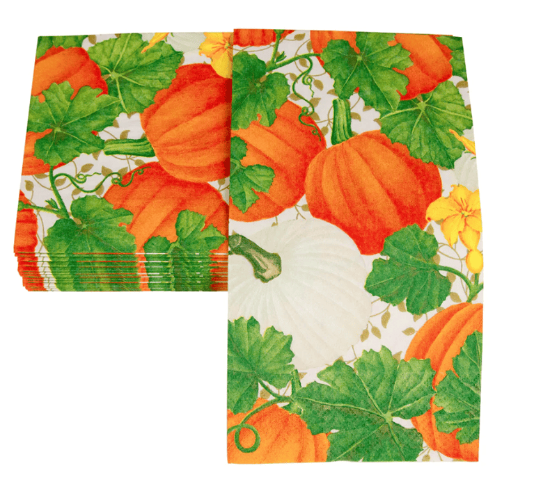 Pumpkin Chintz White Guest Towel Napkins