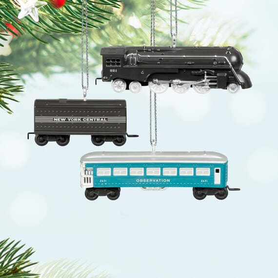 Mini Lionel® 221 Steam Locomotive and Tender With 2431 Observation Car Ornaments, Set of 3