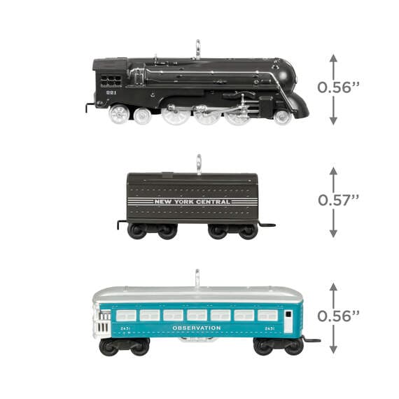 Mini Lionel® 221 Steam Locomotive and Tender With 2431 Observation Car Ornaments, Set of 3