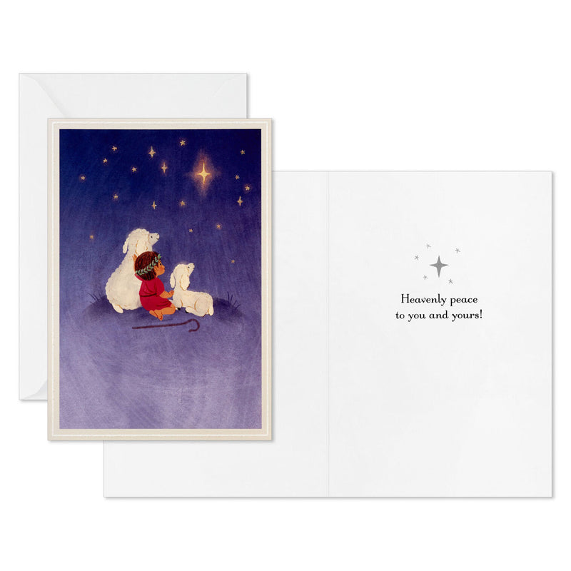 Shepherd and Lambs Boxed Christmas Cards, Pack of 40