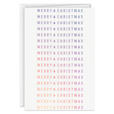 Silver Merry Christmas on White Boxed Christmas Cards, Pack of 16