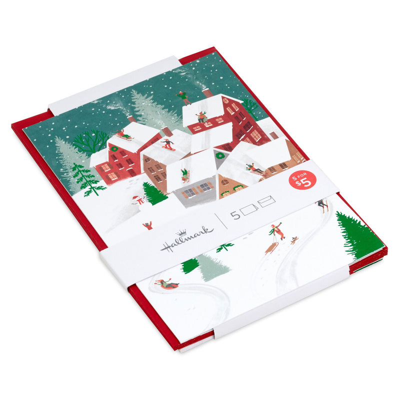 Sledding Fun Packaged Christmas Cards, Set of 5