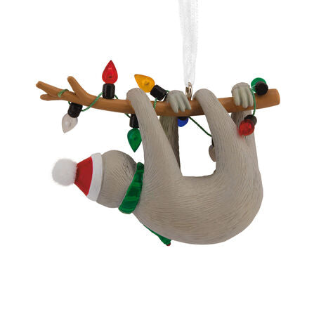 Festive Sloth on Tree Branch Hallmark Ornament