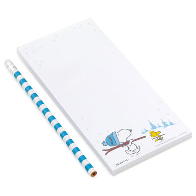 Peanuts Snoopy and Woodstock With Skis Memo Pad and Pencil